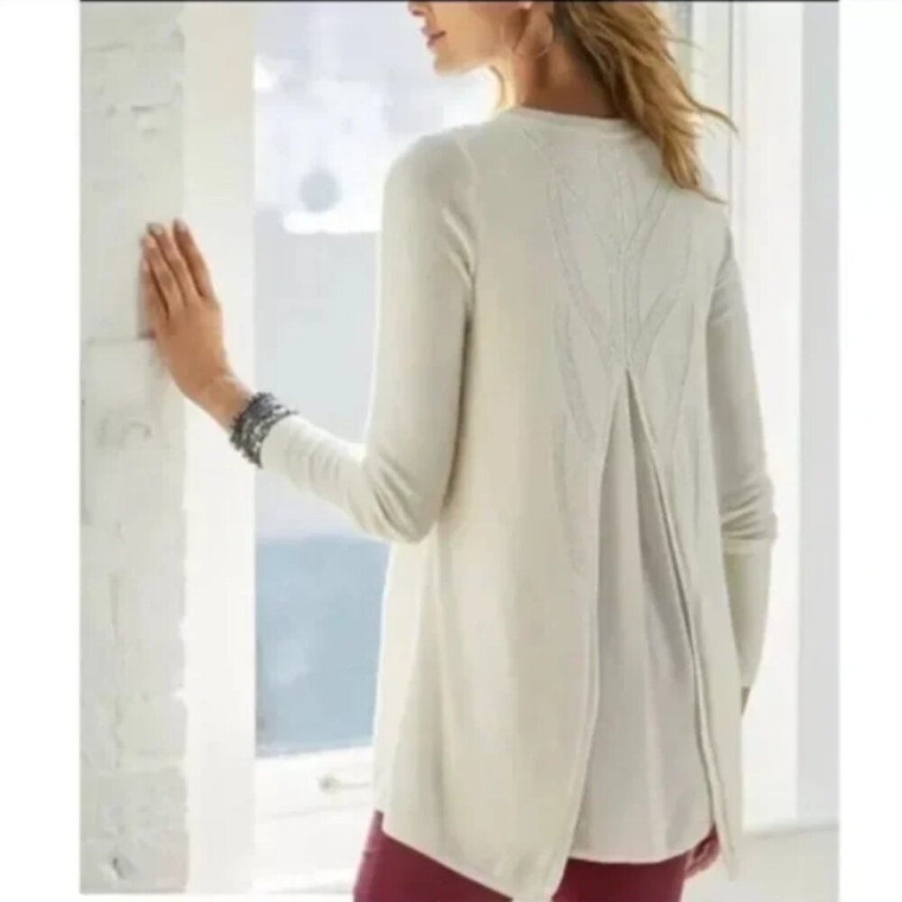 Soft Surroundings Sirena wool alpaca blend tunic ivory sweater‎ S